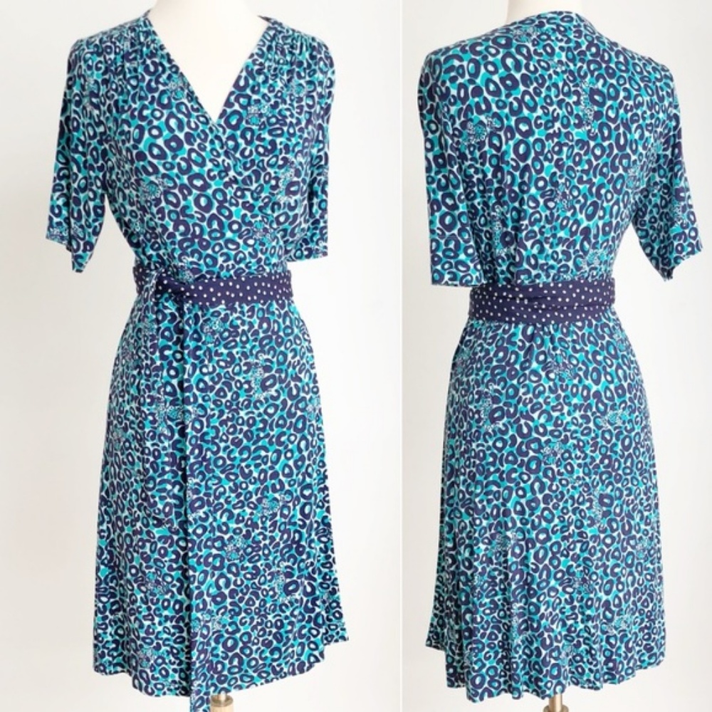 Lilly Pulitzer Printed Wrap Dress Blue Cheetah Pri